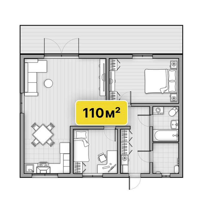 Проект строительства дома из Теплоблока в Красноярске - Панорама 110 м²