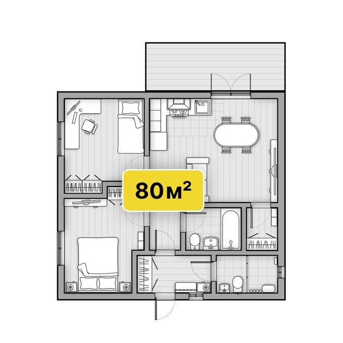 Проект строительства дома из Теплоблока в Красноярске - Уютный 80 м²