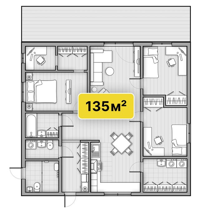 Проект строительства дома из Теплоблока в Красноярске - Флагман 130 м²