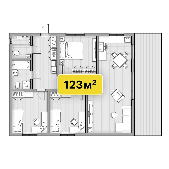 Проект строительства дома из Теплоблока в Красноярске - Семейный 130 м²