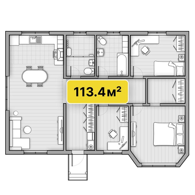 Проект строительства дома из Теплоблока в Красноярске - Панорама 110 м²